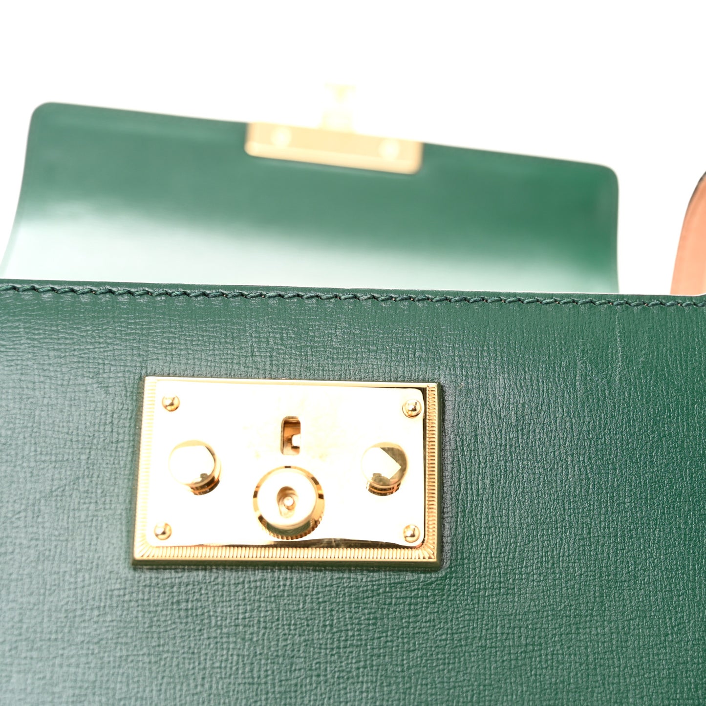 Azalea Calfskin Small Padlock Bamboo Shoulder Bag Vintage Green