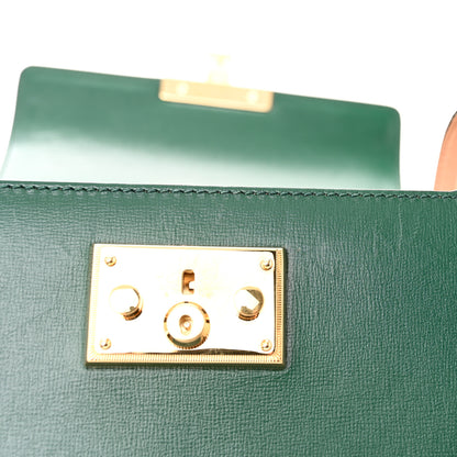 Gucci Azalea Calfskin Small Padlock Bamboo Shoulder Bag Vintage Green 12 of 14