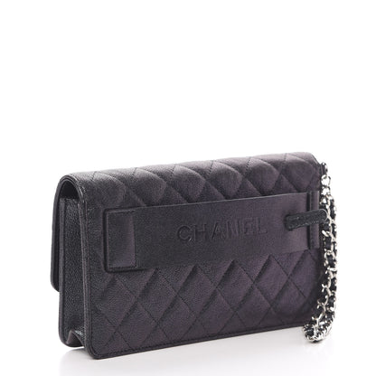 Chanel Iridescent Caviar Quilted Classic Pouch Clutch Black 3 of 11