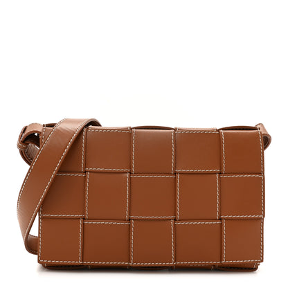 Bottega Veneta Lambskin Maxi Intrecciato Edge Stitch Cassette Crossbody Bag Wood 1 of 10