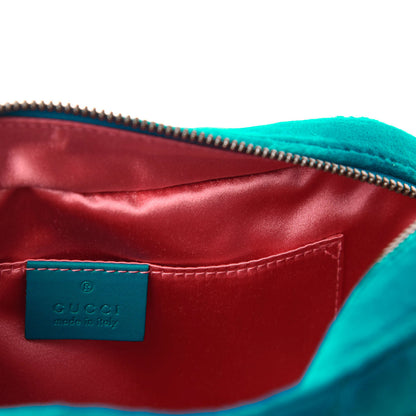 Gucci Velvet Matelasse Small GG Marmont Chain Shoulder Bag Pavone Cyan 8 of 10