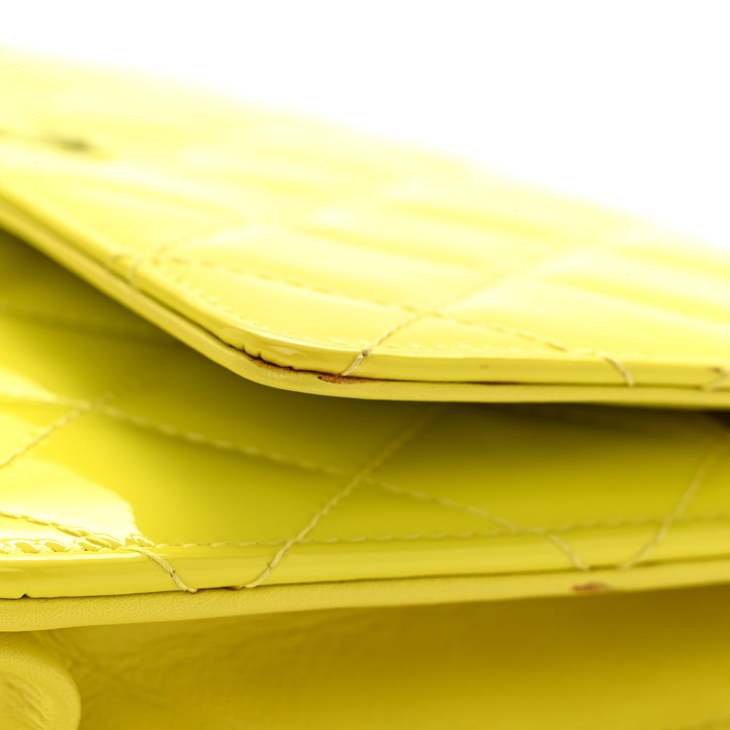 Patent Quilted Wallet On Chain WOC Yellow