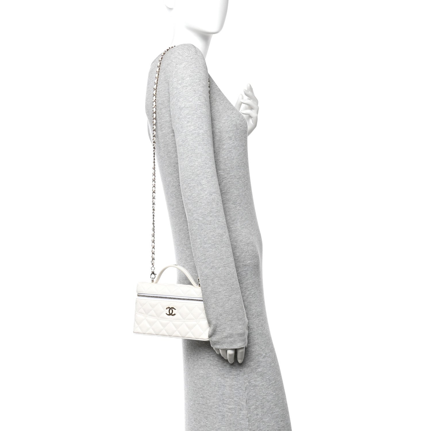 Chanel Caviar Quilted Trendy Handle Slim Vanity White 2 of 11