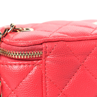 Chanel Caviar Quilted Mini Vanity Case With Chain Red 11 of 11
