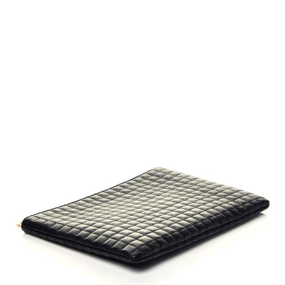 Celine Calfskin Quilted C Charm Pouch Black 4 of 7