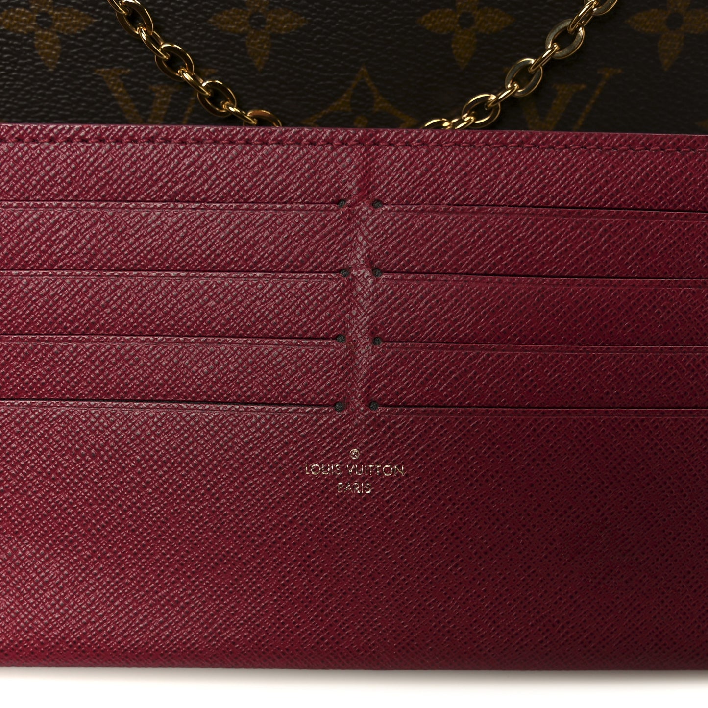 Monogram Pochette Felicie Chain Wallet Fuchsia