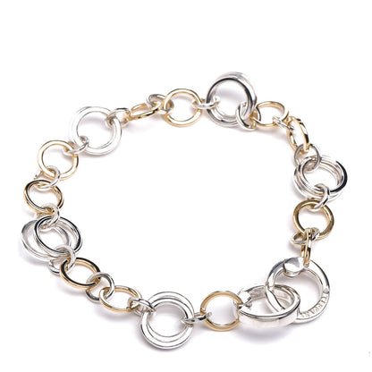 Tiffany 18K Yellow Gold Sterling Silver Circle Link Bracelet 3 of 5