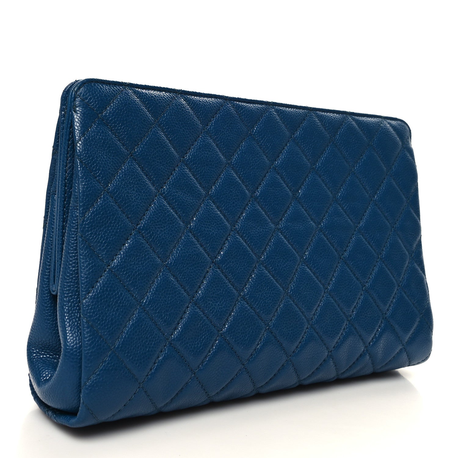 Chanel Caviar Quilted CC Large Clutch Peacock Blue 4 of 11