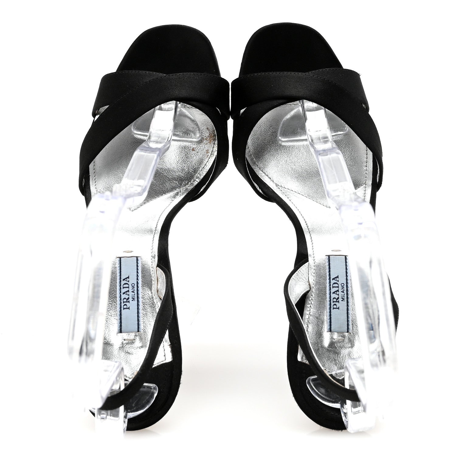 Prada Satin Crystal Pumps 38 Black 2 of 8