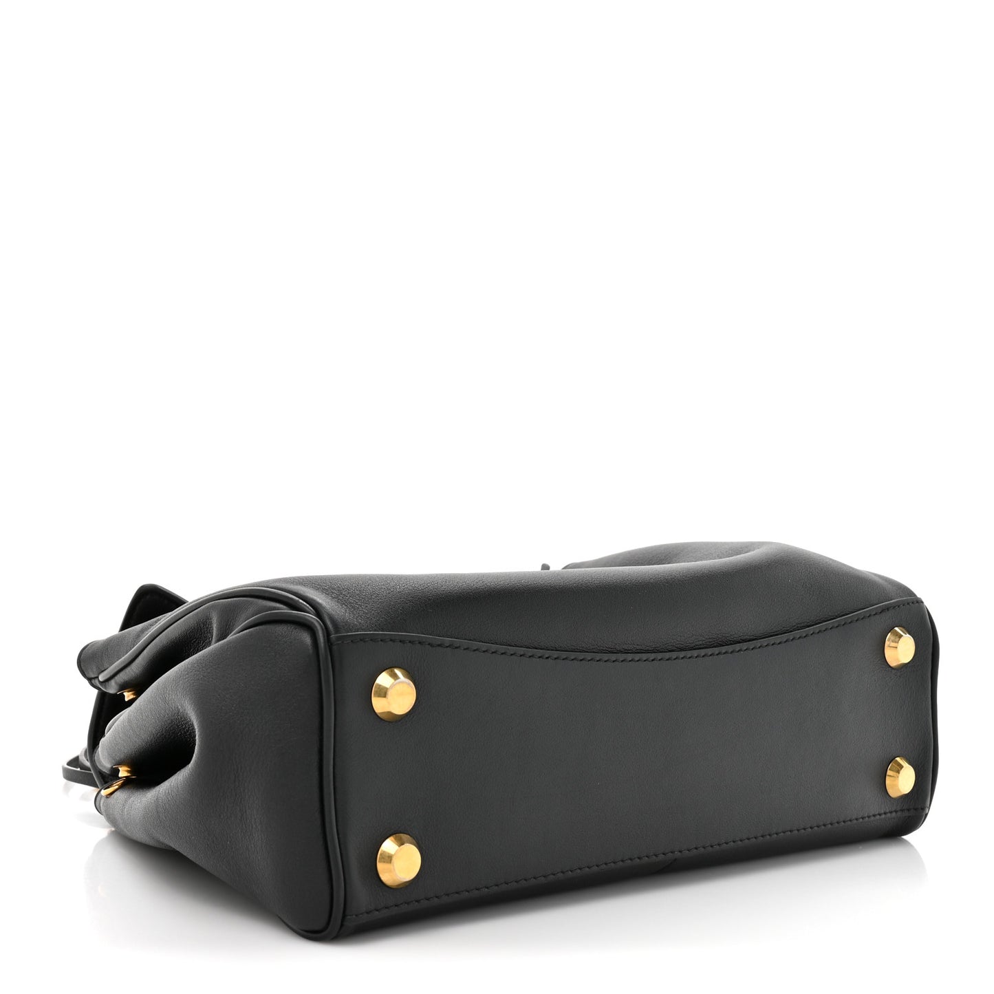 Natural Smooth Calfskin Small Rodeo Top Handle Handbag Black
