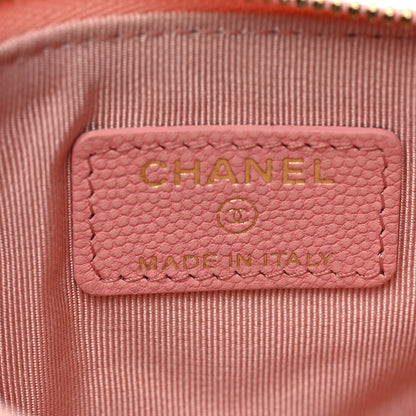 Chanel Flat Caviar Chevron Quilted Small Cosmetic Case Pink 6 of 8