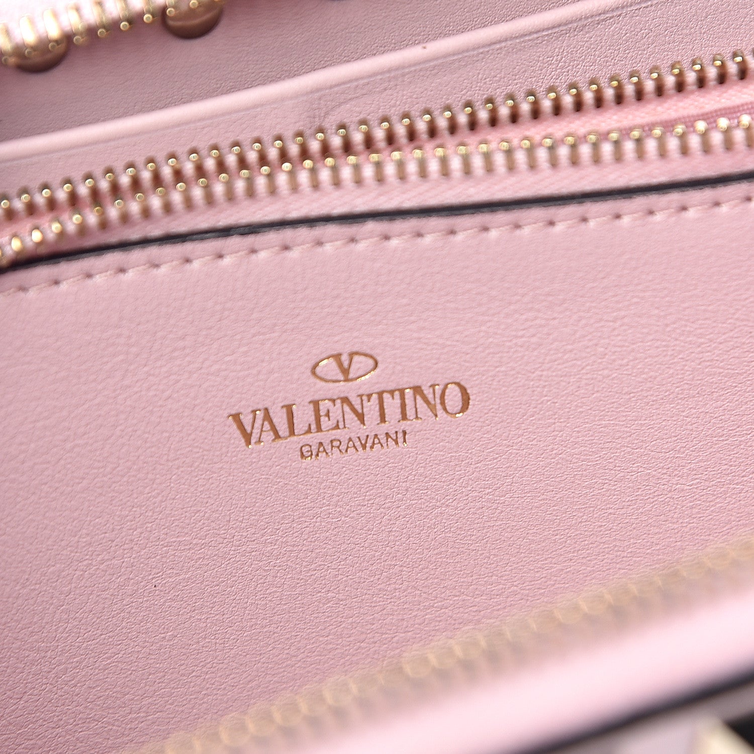 Valentino Garavani Calfskin Rockstud Zip Around Wallet Water Rose 6 of 9