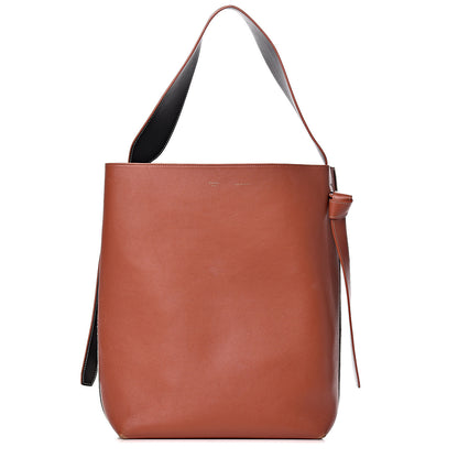 Celine Shiny Smooth Calfskin Zebra Printed Felt Small Twisted Cabas Chalk Brick 3 of 28