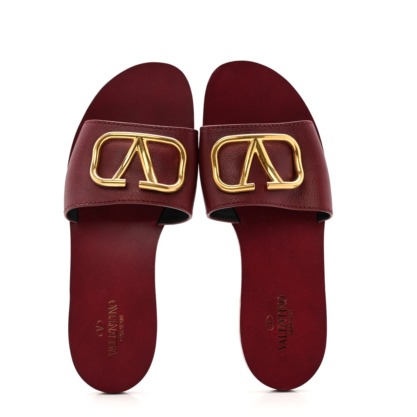 Grainy Cowhide Vlogo Flat Slide Sandals 40 Rubin