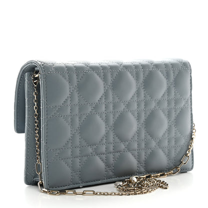 Christian Dior Lambskin Cannage Lady Dior Chain Pouch Cloud Blue 3 of 9