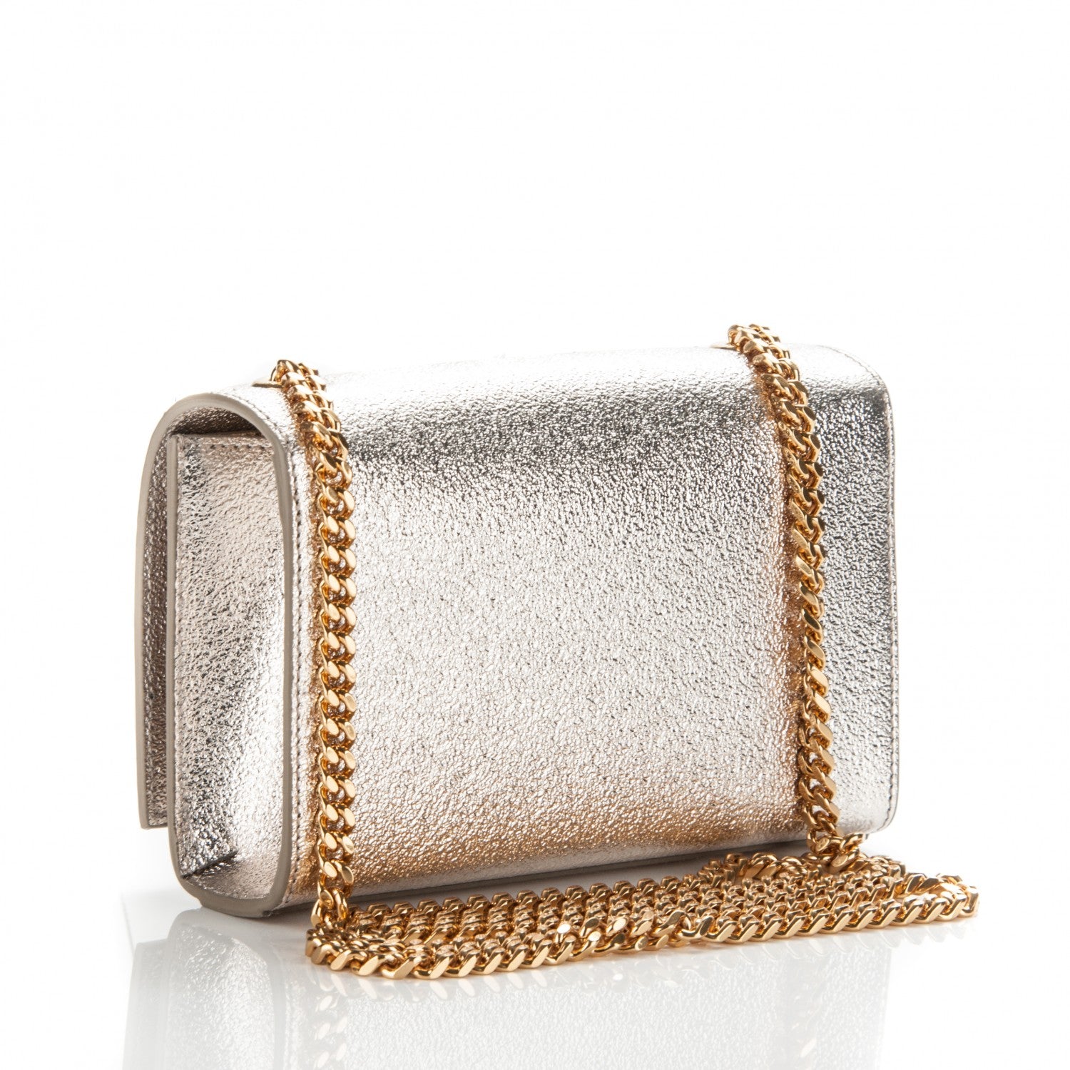 Saint Laurent Metallic Calfskin Small Classic Monogram Kate Satchel Pale Gold 3 of 6