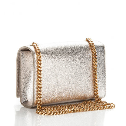 Saint Laurent Metallic Calfskin Small Classic Monogram Kate Satchel Pale Gold 3 of 6