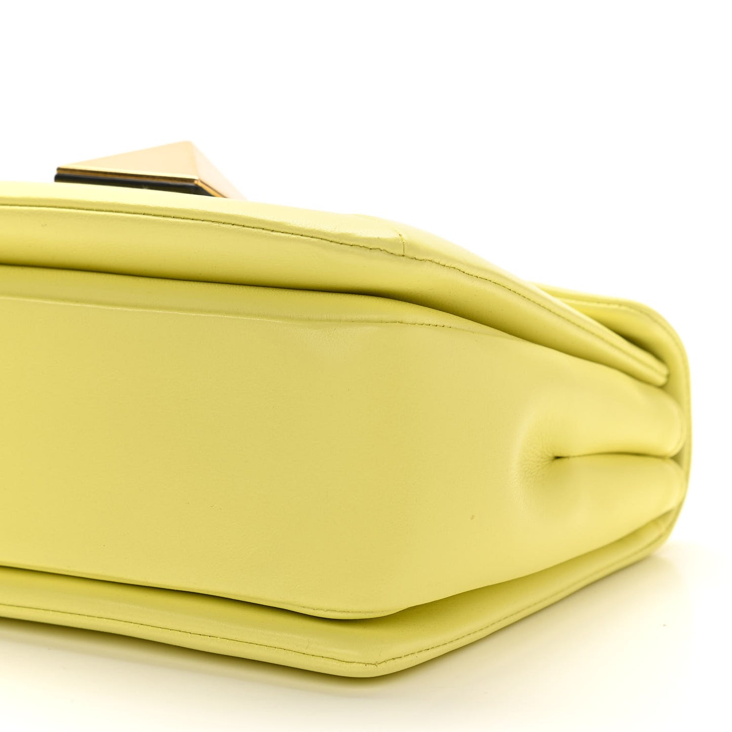 Nappa One Stud Chain Clutch Pale Yellow