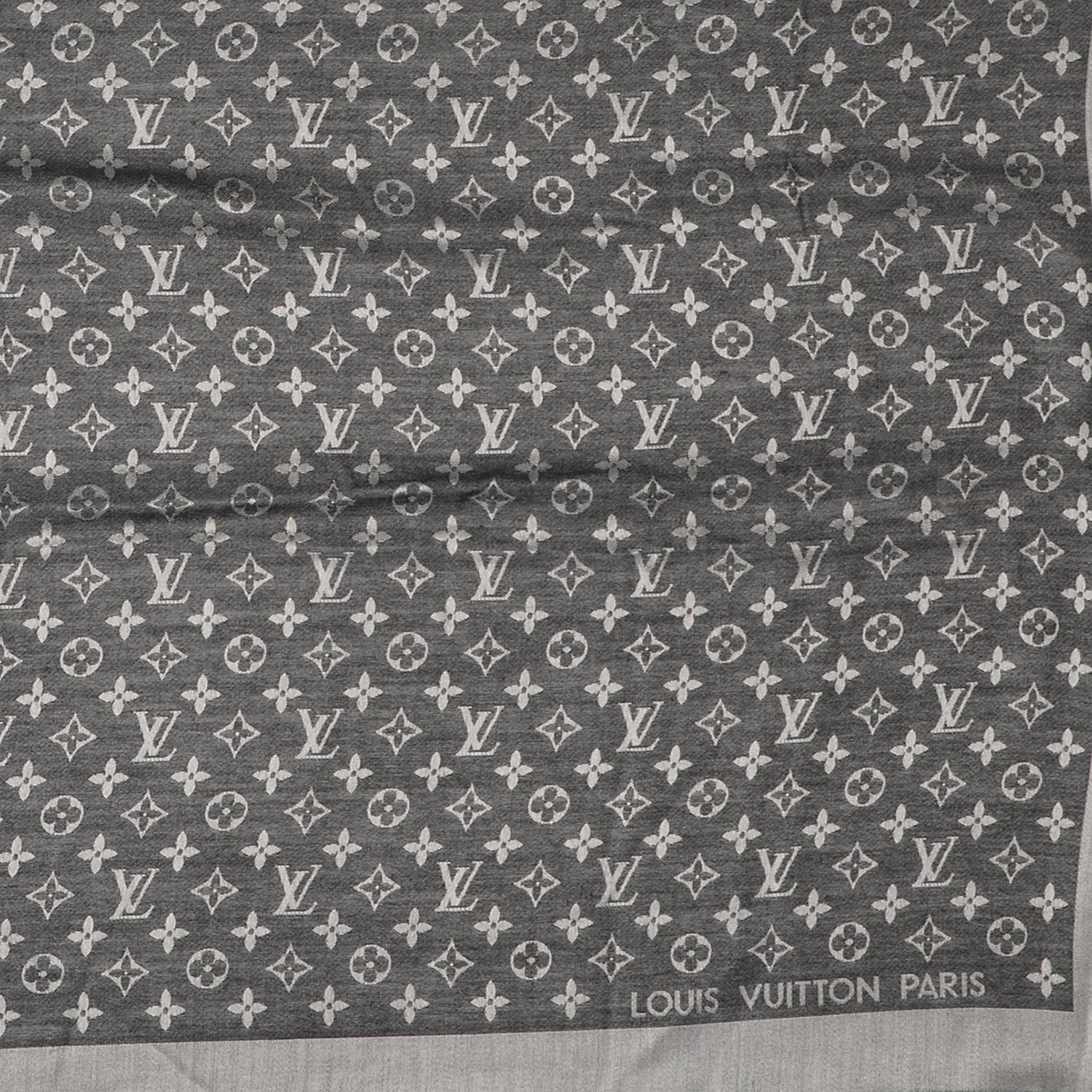 Louis Vuitton Silk Wool Monogram Denim Shawl Black 1 of 5
