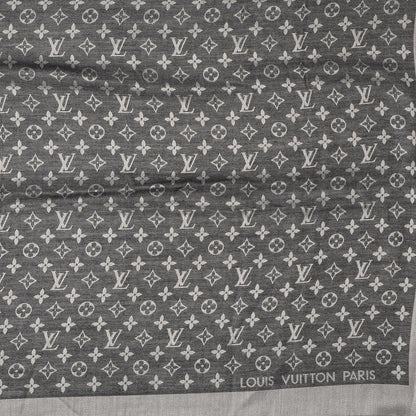 Louis Vuitton Silk Wool Monogram Denim Shawl Black 1 of 5