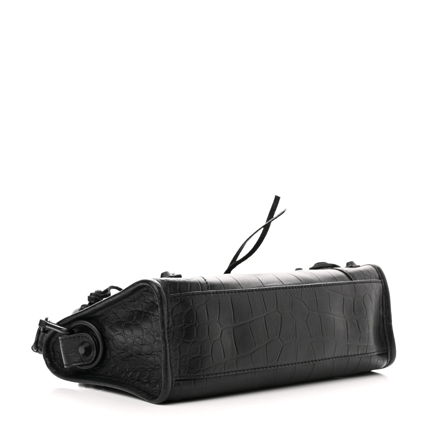 Matte Supple Lambskin Crocodile Embossed Classic Black Hardware Mini City Black