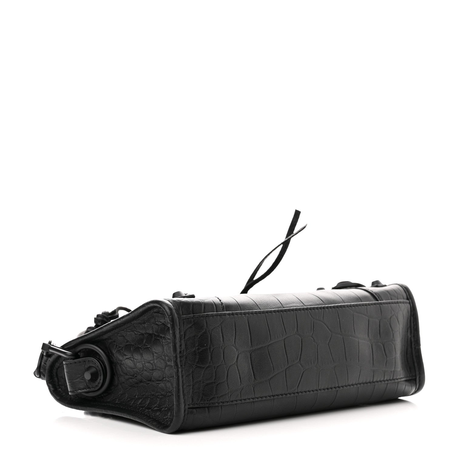 Balenciaga Matte Supple Lambskin Crocodile Embossed Classic Black Hardware Mini City Black 4 of 9