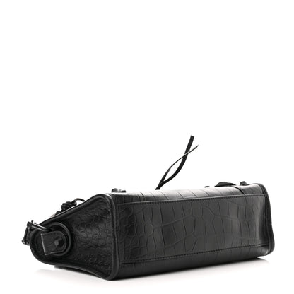 Balenciaga Matte Supple Lambskin Crocodile Embossed Classic Black Hardware Mini City Black 4 of 9