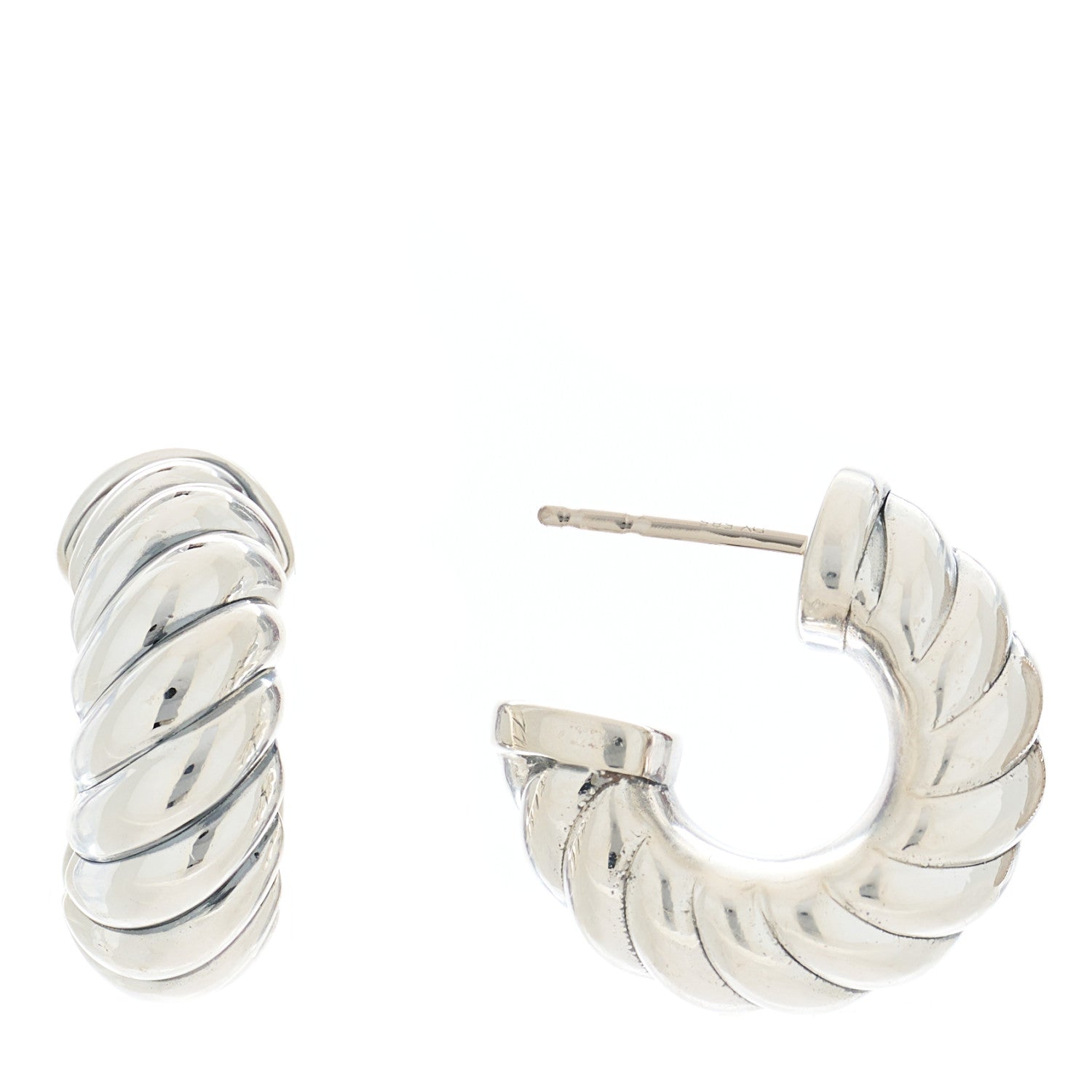 David Yurman Sterling Silver Sculpted Cable Shrimp Earrings 1 of 4