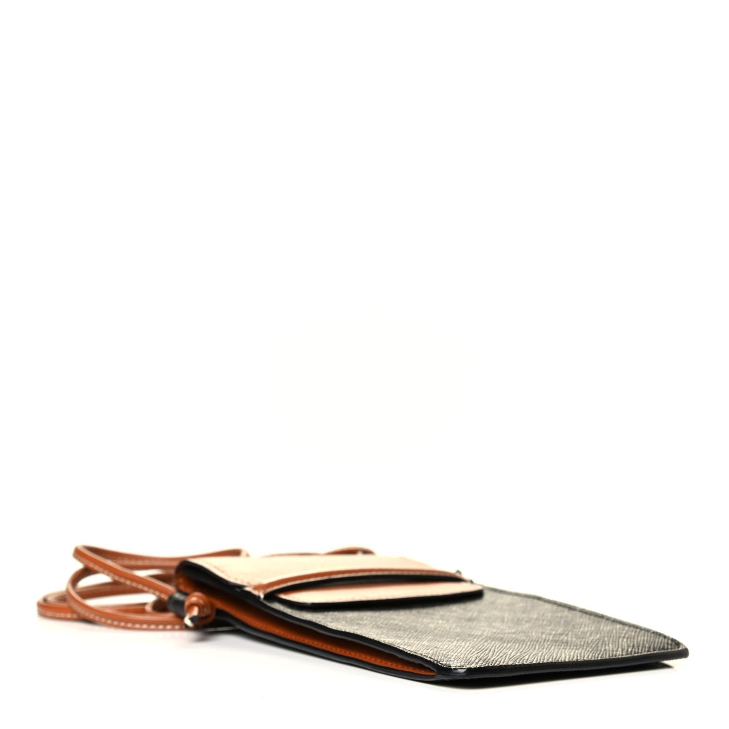 Celine Triomphe Canvas Lambskin Phone Pouch With Flap Tan 3 of 7