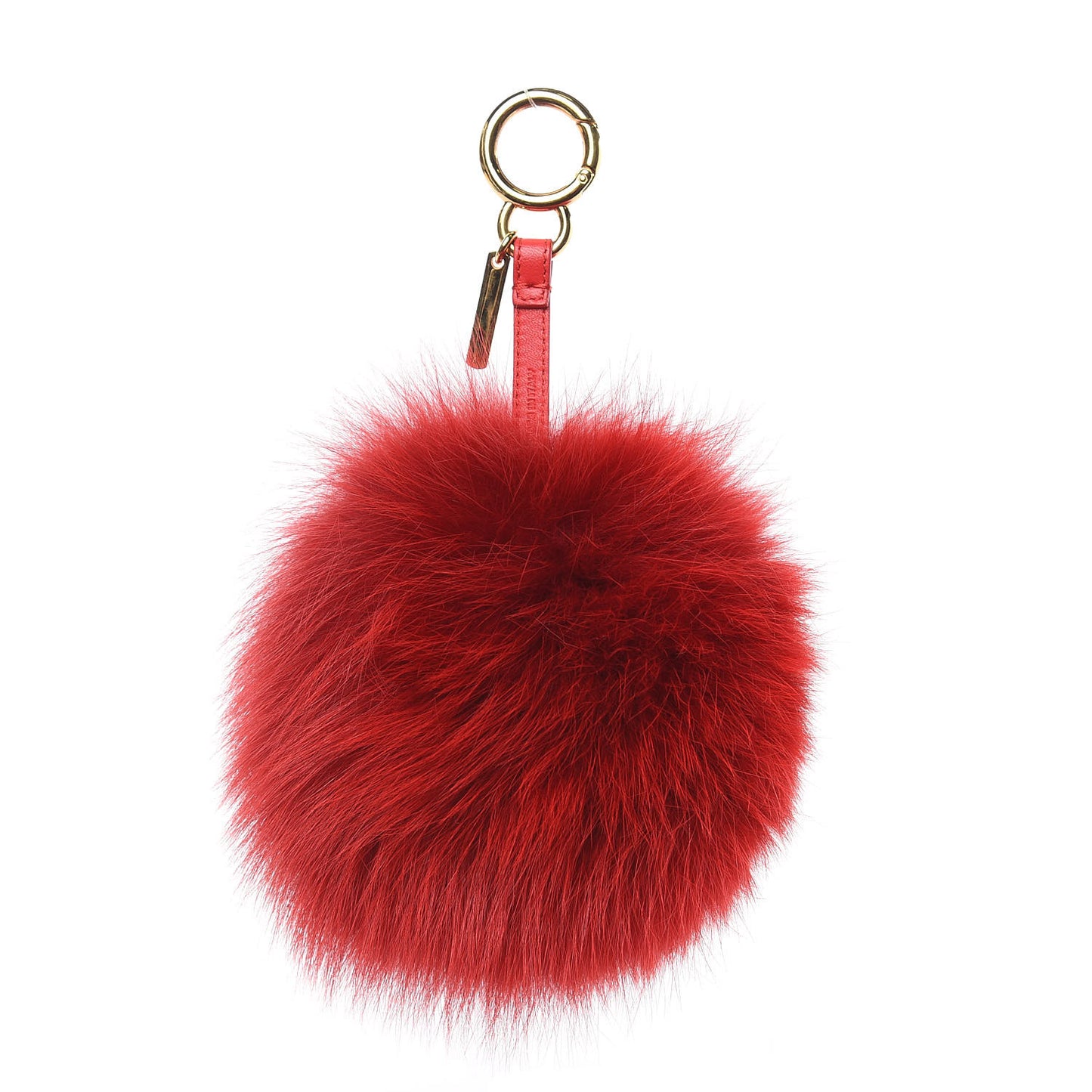 Fox Fur Shiny Nappa Heart Pom Pom Bag Charm Rosso Rosa