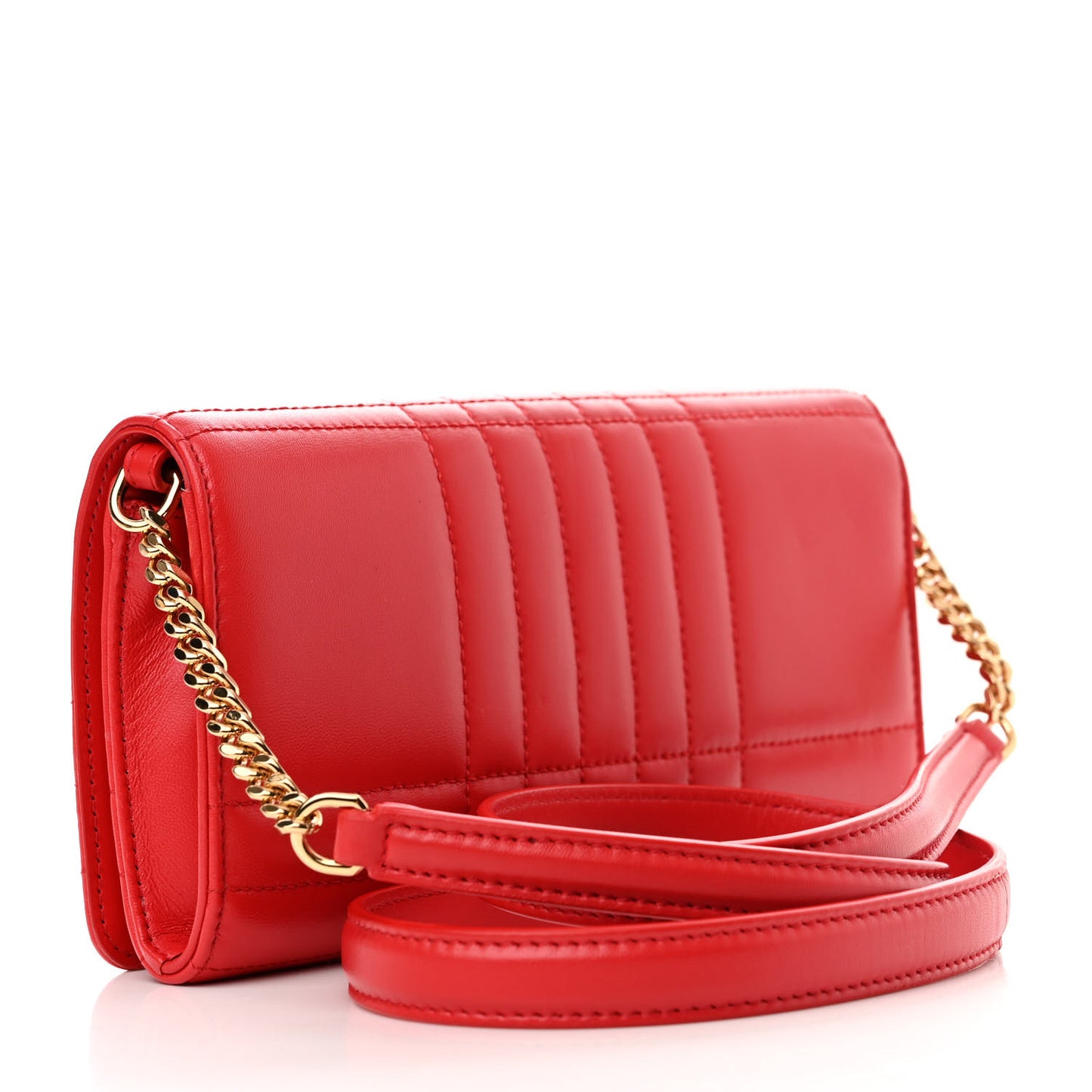 Lambskin Quilted Lola Chain Wallet Bright Red