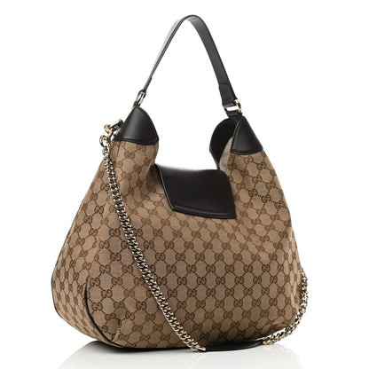 Gucci Monogram Margaux Calfskin Medium Emily Hobo Beige Ebony Cocoa 3 of 13