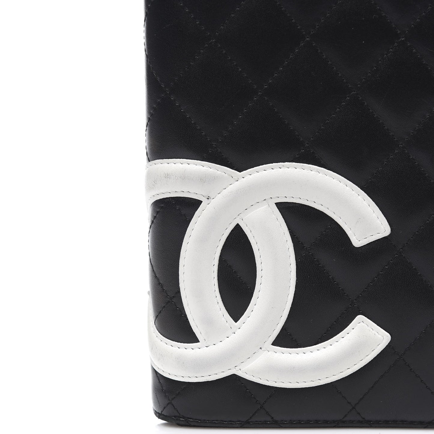 Calfskin Cambon Zip Around Organizer Wallet Black White