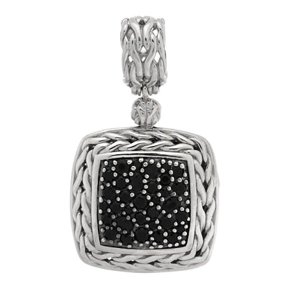 John Hardy Sterling Silver Black Sapphire Black Spinel Classic Chain Square Pendant 1 of 3