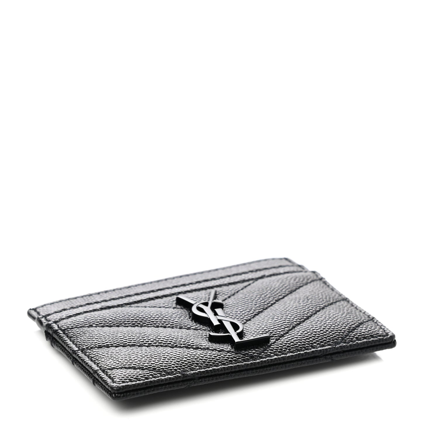 Grain De Poudre Matelasse Chevron Monogram Credit Card Case Black