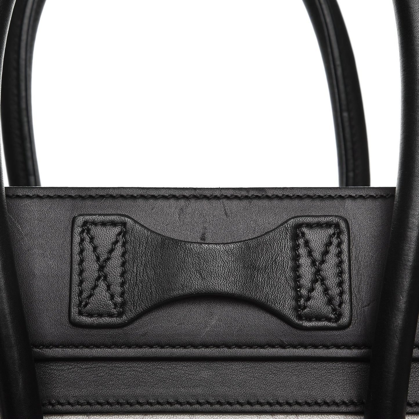 Shrunken Lambskin Micro Bi-Color Luggage Black White