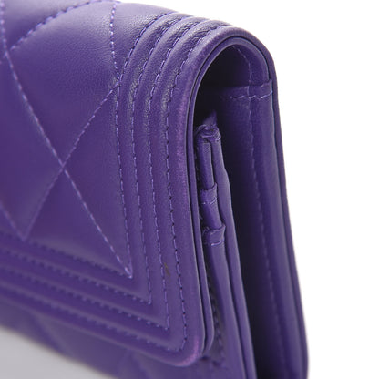 Chanel Lambskin Quilted Medium Boy Flap Wallet Purple 14 of 15