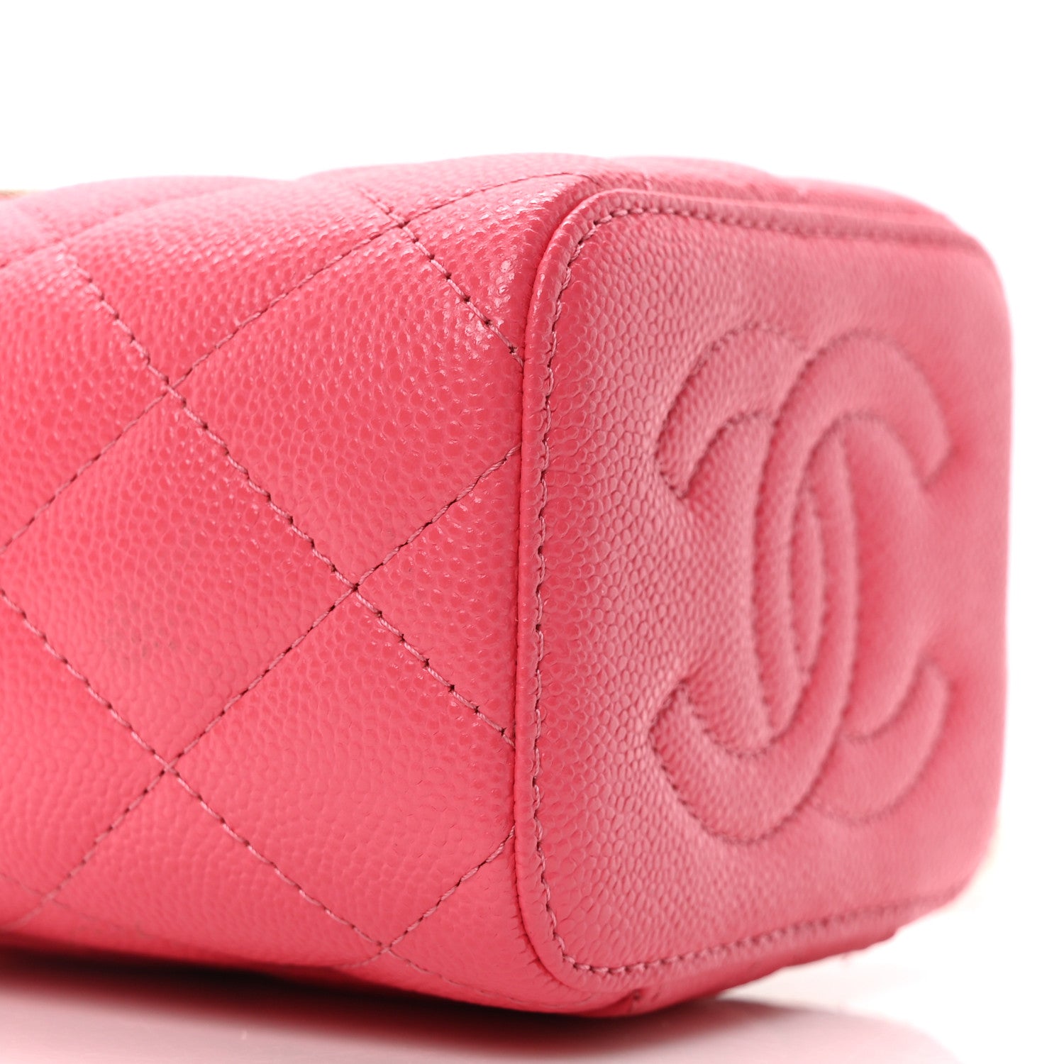 Chanel Caviar Quilted Mini Vanity Case With Chain Pink 9 of 10