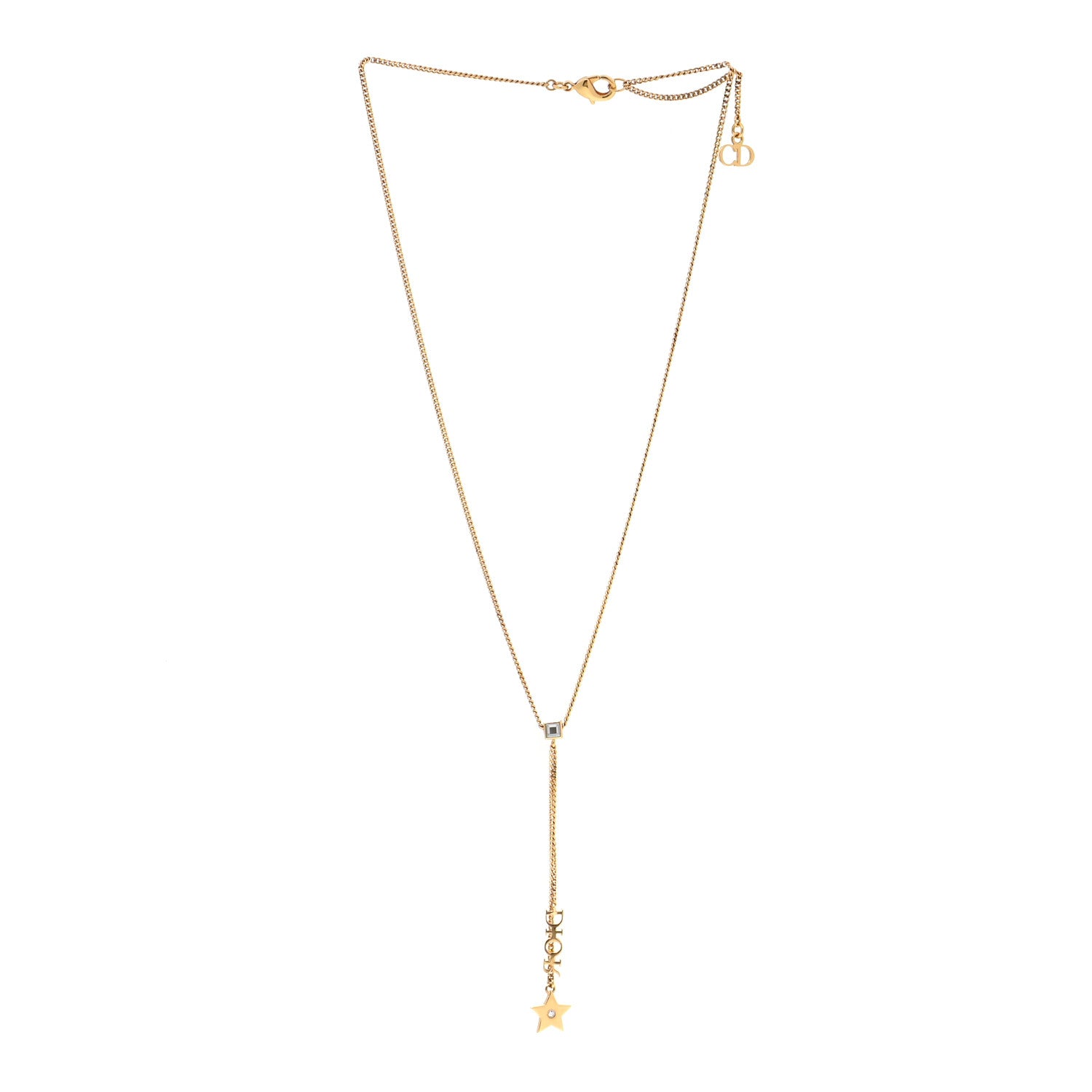 Christian Dior Metal Crystal CD Star Necklace Gold 3 of 6