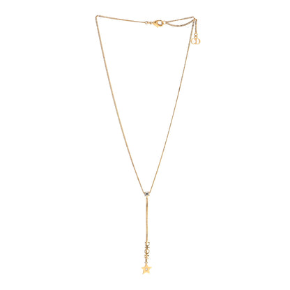 Christian Dior Metal Crystal CD Star Necklace Gold 3 of 6