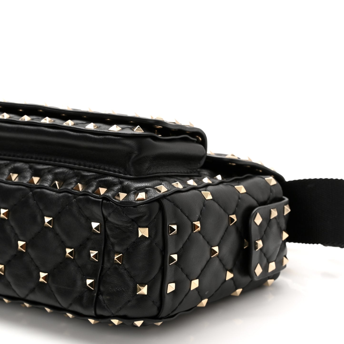 Lambskin Medium Rockstud Spike Shoulder Bag Black