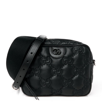 Gucci Nylon Calfskin Enamel GG Matelasse Shoulder Bag Black 1 of 10
