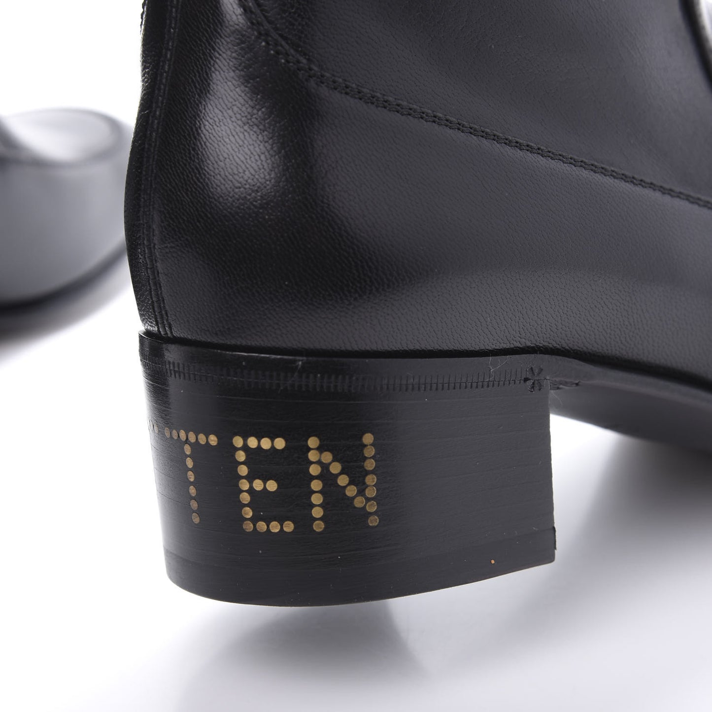 Goatskin Kitten Chain Horsebit Ankle Boots 38.5 Black