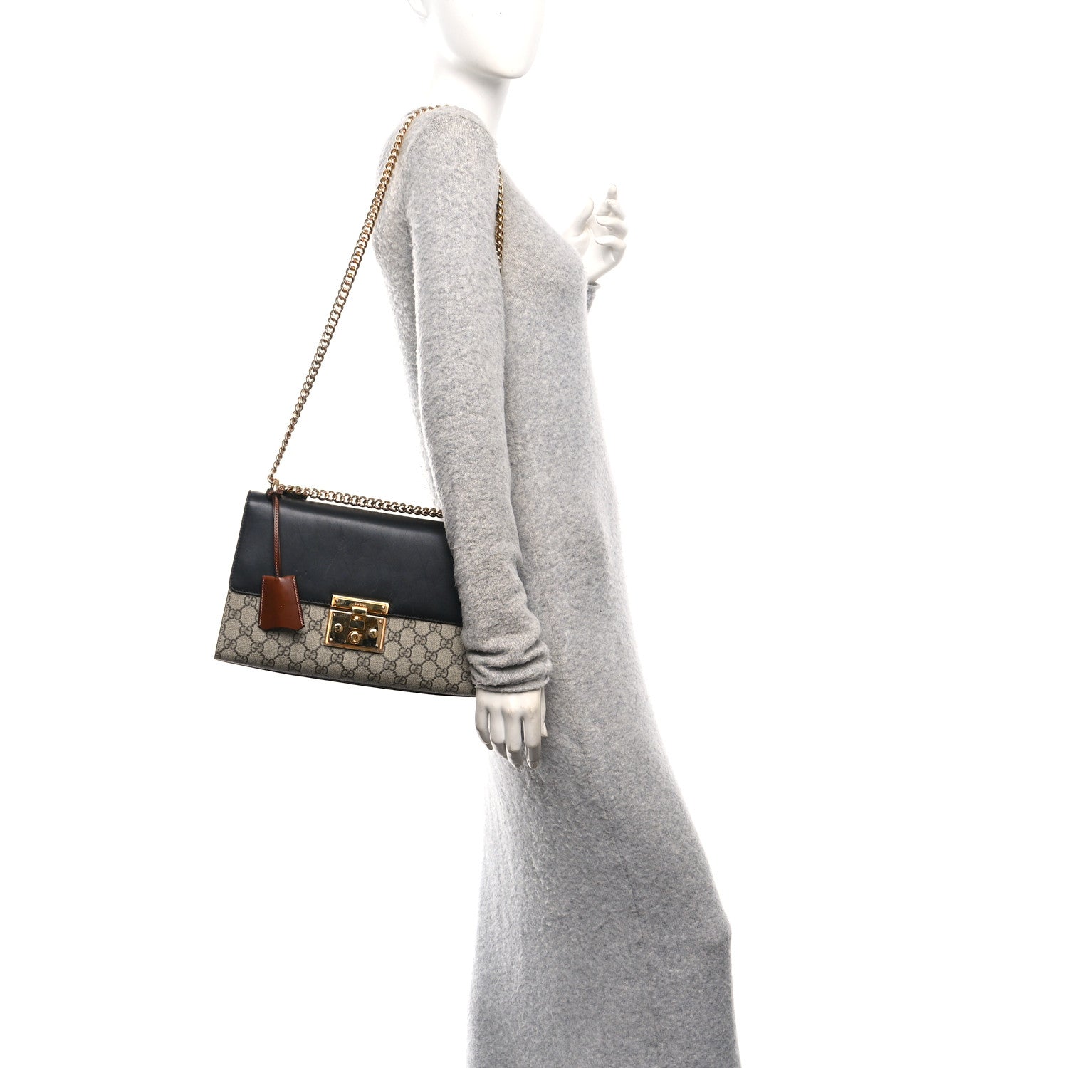 Gucci GG Supreme Monogram Calfskin Medium Padlock Shoulder Bag Beige Black Cuir 2 of 10