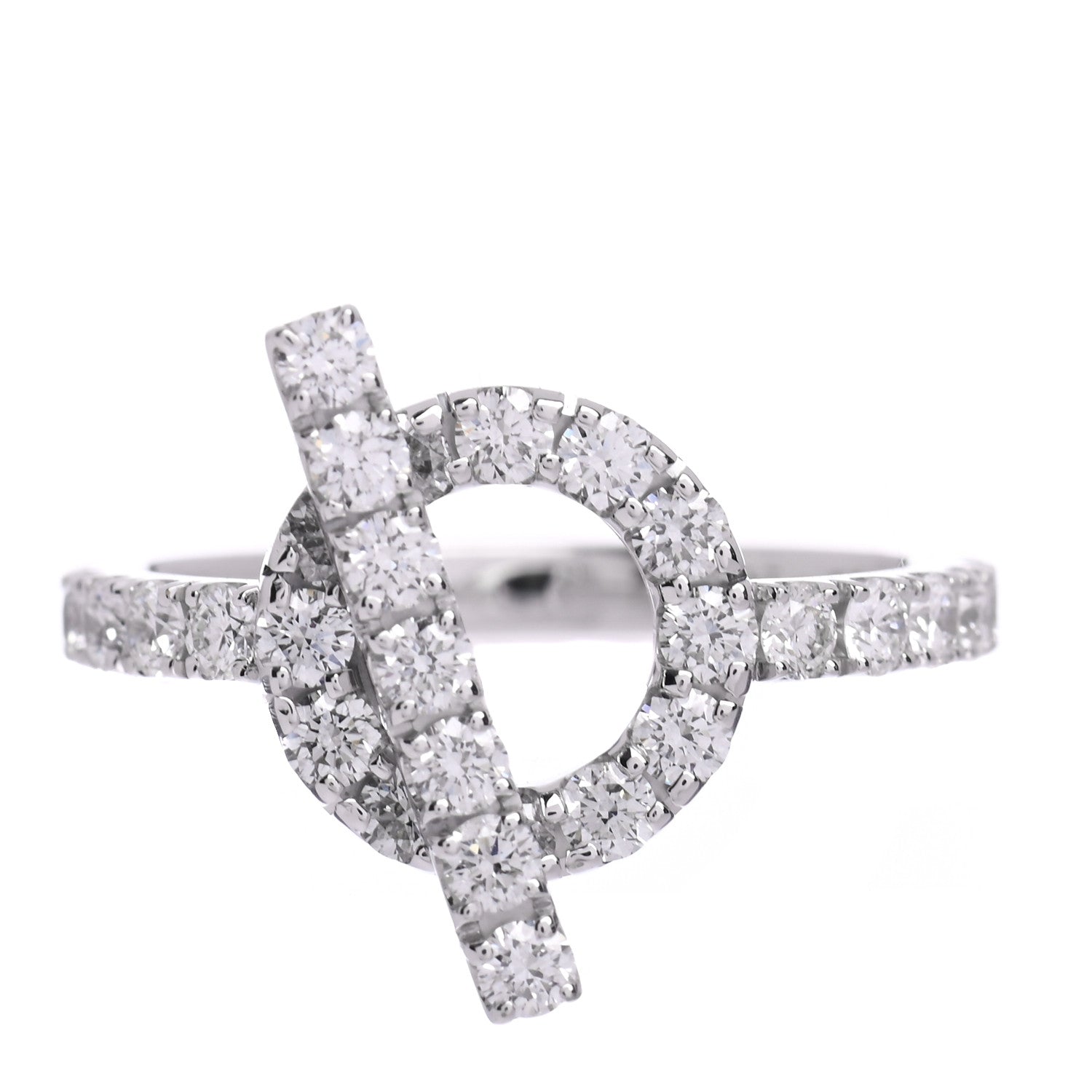 Hermes 18K White Gold Diamond Finesse Ring 50 5.25 1 of 6