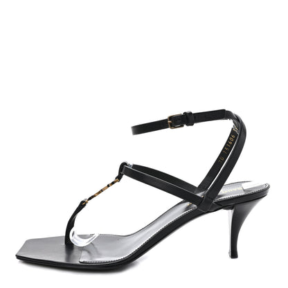 Saint Laurent Calfskin Cassandra 60 Ankle Strap Sandals 38.5 Black 1 of 9
