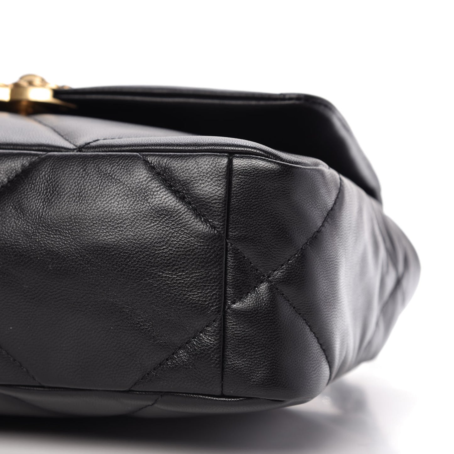 Shiny Goatskin Quilted Medium Chanel 19 Flap Black