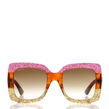 Gucci Square Frame GG0083S Sunglasses Glitter Pink Multi 2 of 7
