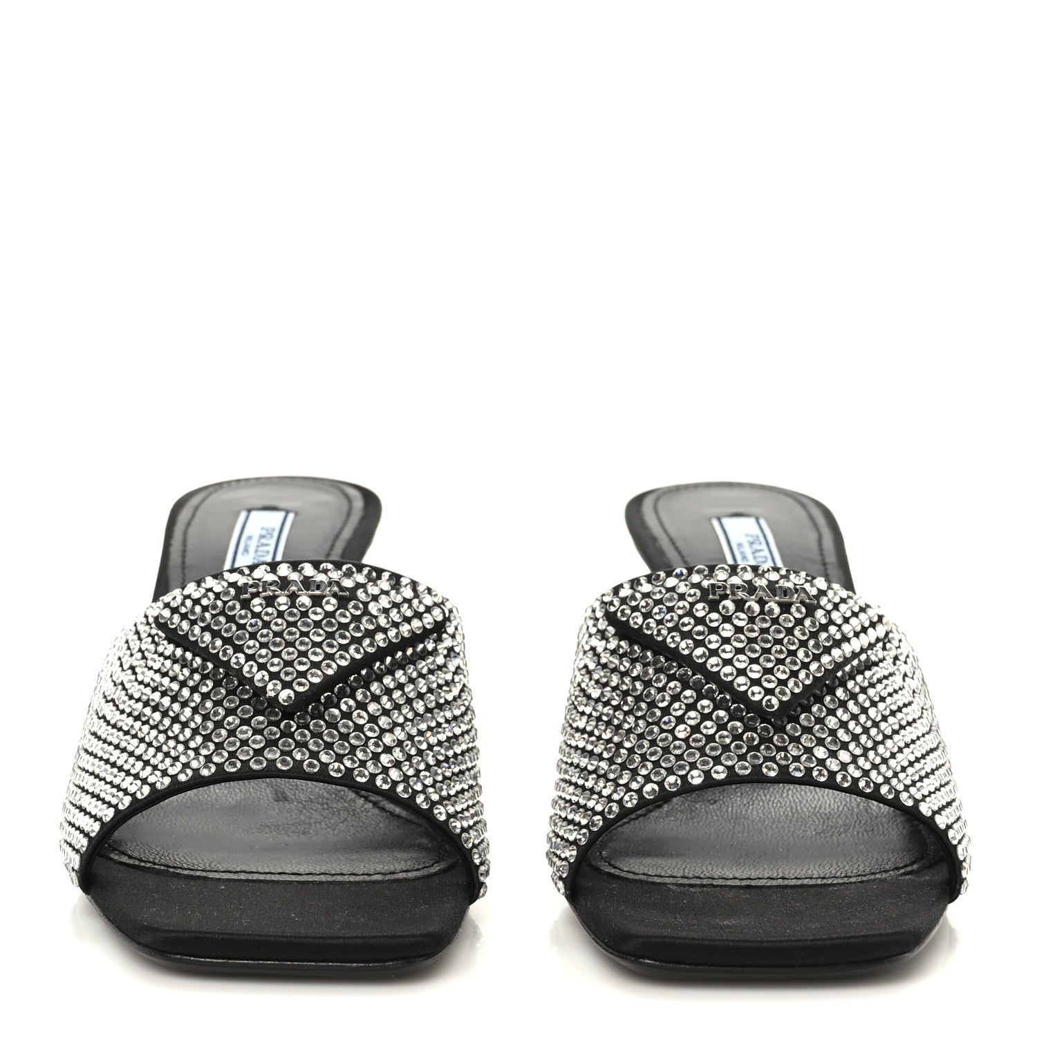 Prada Satin Crystal Logo 65mm Slide Sandals 36 Cristal 3 of 9