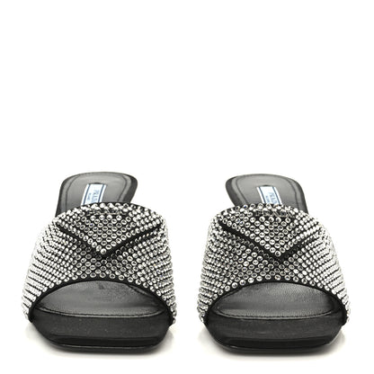 Prada Satin Crystal Logo 65mm Slide Sandals 36 Cristal 3 of 9